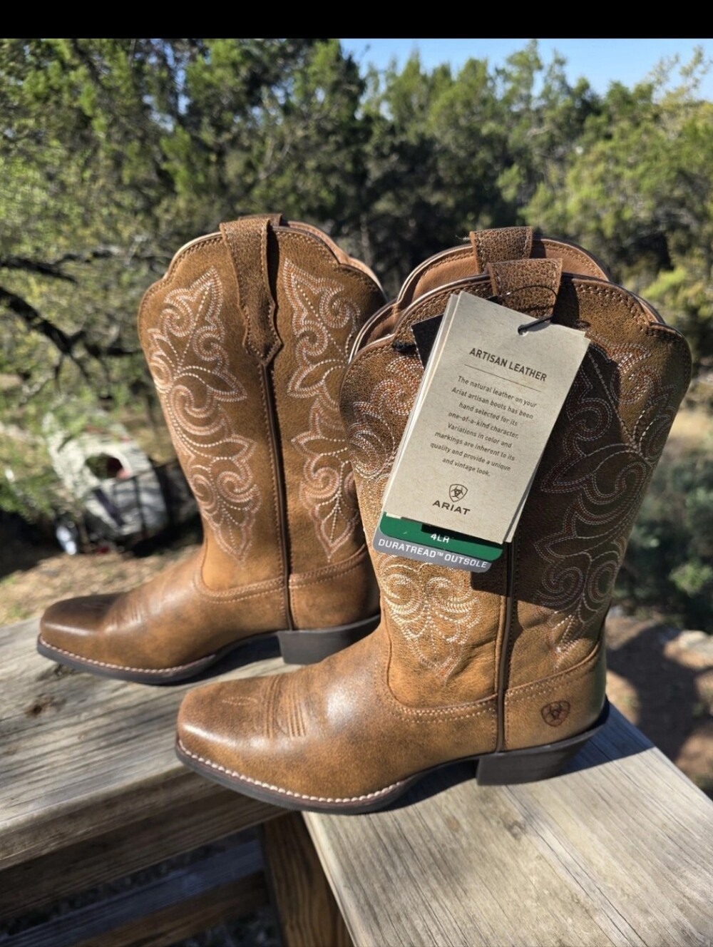 Ariat Brown Western Heeled Artisian Leather Cowboy Boots Size 7.5B